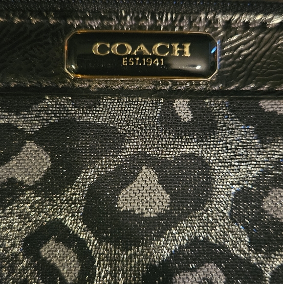 New With Tags! Cheetah/ Leopard Print COACH Wristlet/Wallet Silver w/ Black - Picture 7 of 11